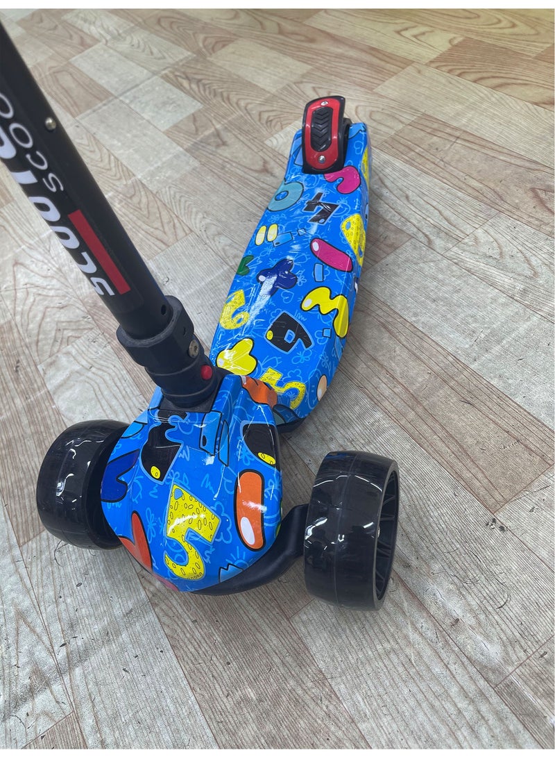 Kids Adjustable Height 3 Wheel Foldable Scooter With Light-Up Wheels With Music - Image 2