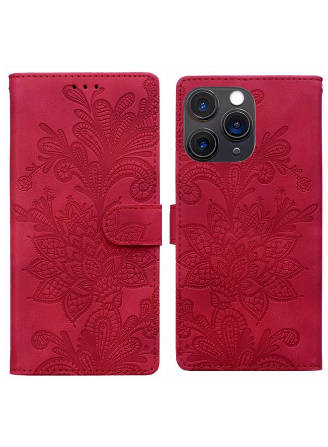 Zaboon Case For iPhone 11 Pro Max Lace Floral Embossed Magnetic Buckle PU Phone Case With Wrist Strap - Image 1