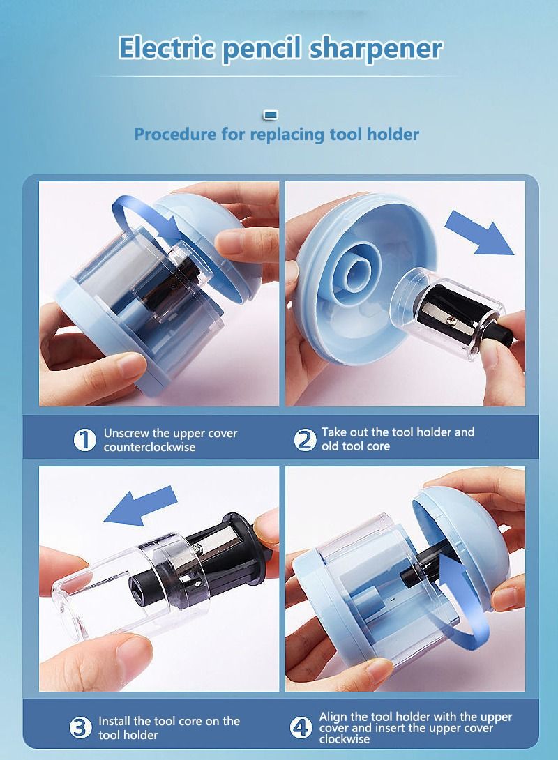 33PCS Electric Pencil Sharpener Eraser Vacuum Cleaner Set Portable Stationery Set For Kids Adults Home Office School Classroom - Image 3