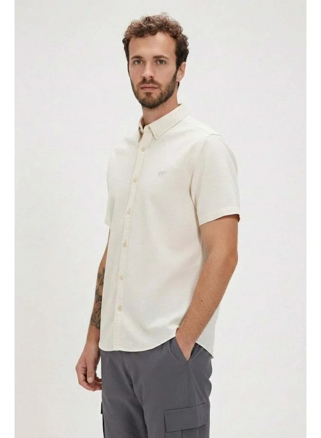 Bad Bear Men's Short Sleeve Shirt Plant Basic Ecru.
