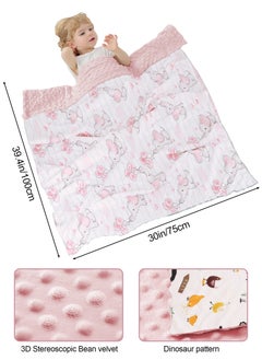 URbazaar Silky Micro Soft Plush Baby Blankets for Girls with Print Animal Pattern and Soothing Raised Dots, Double Layer Bed Throws for Baby Crib, Elephant, Pink, 30x40 Inches  - Image 2