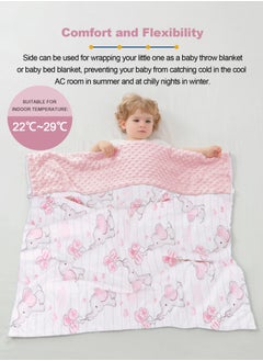 URbazaar Silky Micro Soft Plush Baby Blankets for Girls with Print Animal Pattern and Soothing Raised Dots, Double Layer Bed Throws for Baby Crib, Elephant, Pink, 30x40 Inches  - Image 4