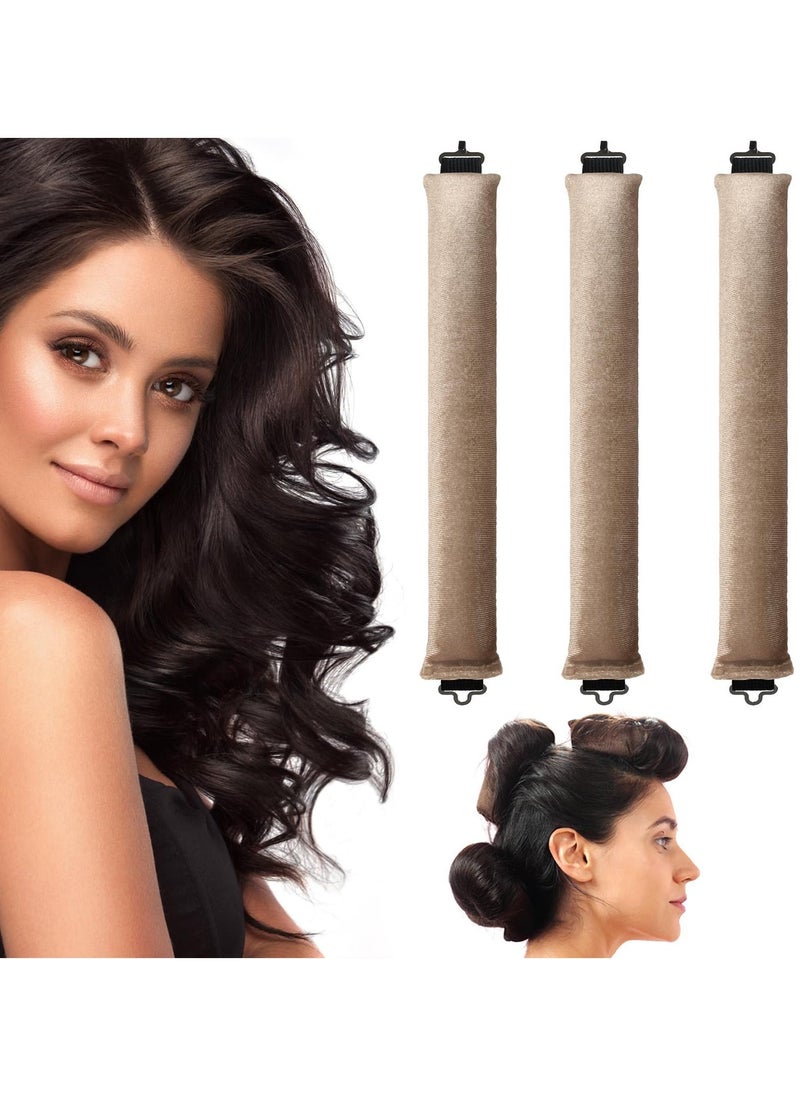 BS Mall 3 PCS Heatless Hair Curler, Rods with Hook, Heatless Curling Rod for All Hair Types, No Heat Curlers to Sleep In, Overnight Heatless Curls for Blowout Hair (Brown) - Image 1