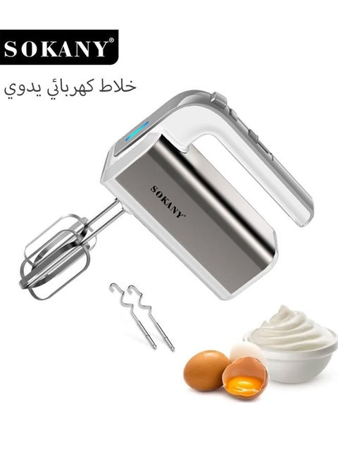 خلاط يدوي 5 سرعات، خفاقة كهربائية 800 واط، خلاط احترافي محمول للخبز، خافق البيض، يتضمن مضارب من الفولاذ المقاوم للصدأ وخطافات العجين،-CX-6651W