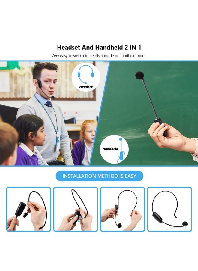 Bietrun Wireless Microphone Headset, Professional UHF Wireless Headset Mic, Headset and Handheld 2 In 1, 160 ft (50M) Effective Range, for Voice Amplifier,Teaching, Speaker,PA System, Fitness Instructor - Image 5