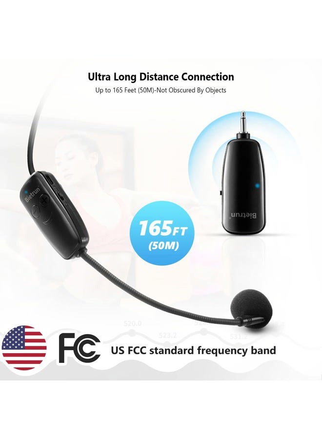 Bietrun Wireless Microphone Headset, Professional UHF Wireless Headset Mic, Headset and Handheld 2 In 1, 160 ft (50M) Effective Range, for Voice Amplifier,Teaching, Speaker,PA System, Fitness Instructor - Image 3