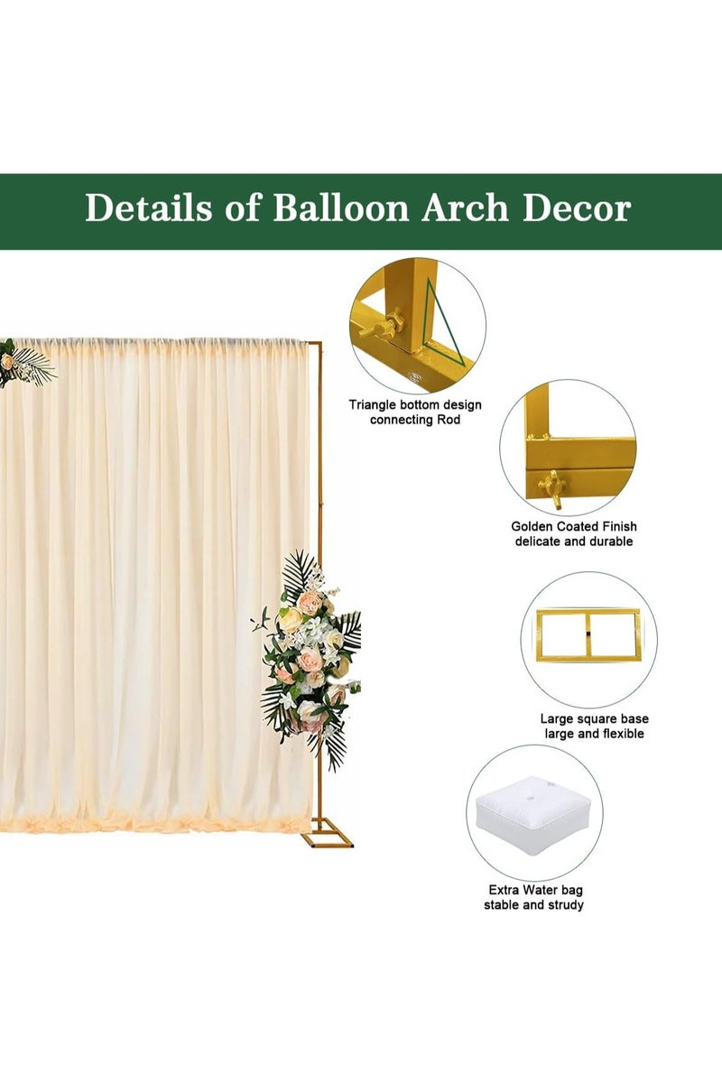 HW Balloon Square Stand with Base 2M,Gold Metal Wedding Arch Kit for Ceremony Balloon Garland Column Kit Garden Floral Arch Frame Backdrop Stand for Birthday Party Baby Shower Graduation Decor - Image 3