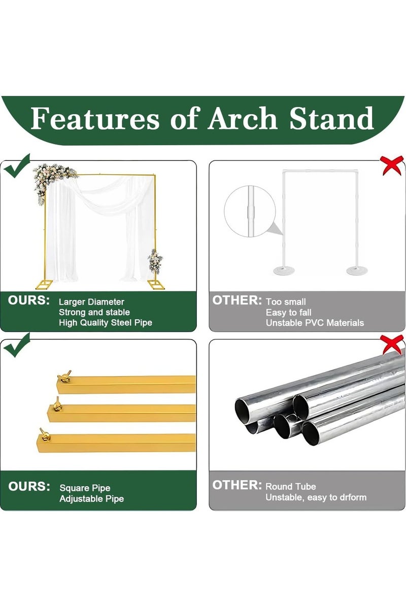 HW Balloon Square Stand with Base 2M,Gold Metal Wedding Arch Kit for Ceremony Balloon Garland Column Kit Garden Floral Arch Frame Backdrop Stand for Birthday Party Baby Shower Graduation Decor - Image 4