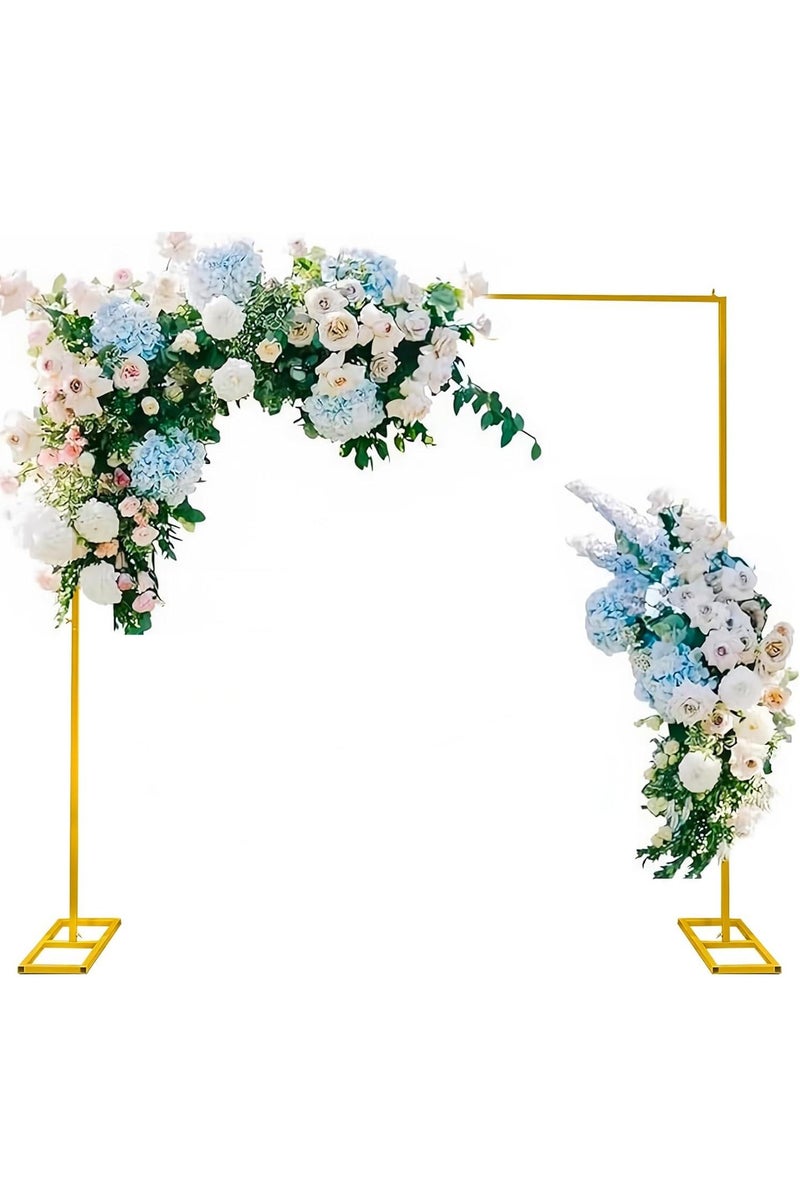 HW Balloon Square Stand with Base 2M,Gold Metal Wedding Arch Kit for Ceremony Balloon Garland Column Kit Garden Floral Arch Frame Backdrop Stand for Birthday Party Baby Shower Graduation Decor - Image 1