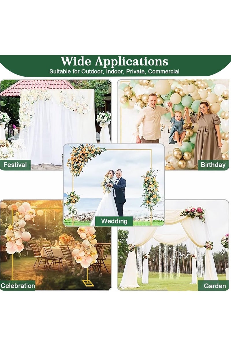 HW Balloon Square Stand with Base 2M,Gold Metal Wedding Arch Kit for Ceremony Balloon Garland Column Kit Garden Floral Arch Frame Backdrop Stand for Birthday Party Baby Shower Graduation Decor - Image 5