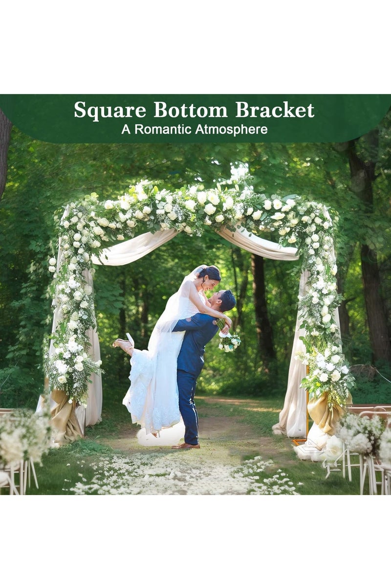 HW Balloon Square Stand with Base 2M,Gold Metal Wedding Arch Kit for Ceremony Balloon Garland Column Kit Garden Floral Arch Frame Backdrop Stand for Birthday Party Baby Shower Graduation Decor - Image 2