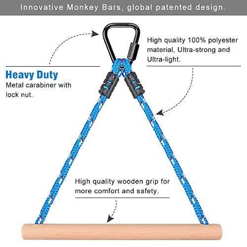 BeneLabel 3 Ninja Monkey Bars Obstacle, Obstacle Course Bars, Outdoor Play Set, Swing Accessory Set, Obstacle Course for Training Equipment, Great for Kids and Youth, 250LB Capacity - Image 3