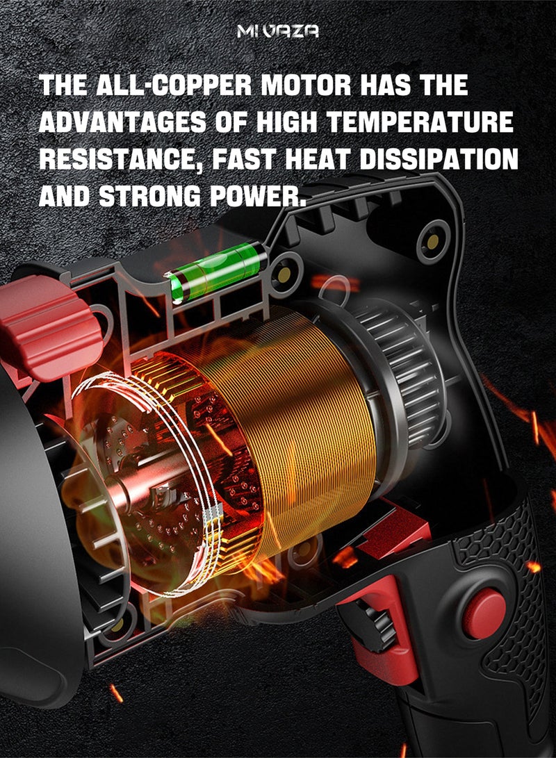 Mi VAZA 710W Corded Hammer Drill - Electric Impact Drill Kit with Screws, Storage Box, Universal Shaft, Screwdriver Bit, Impact Drill Bit, Expansion Tube, Depth Gauge, Auxiliary Handle, Hexagon Socket - Home Tool Kit - Image 3