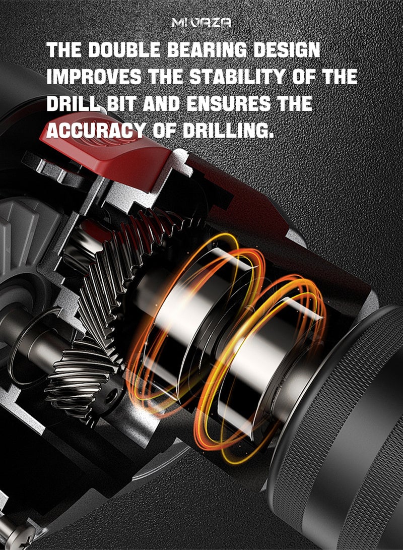 Mi VAZA 710W Corded Hammer Drill - Electric Impact Drill Kit with Screws, Storage Box, Universal Shaft, Screwdriver Bit, Impact Drill Bit, Expansion Tube, Depth Gauge, Auxiliary Handle, Hexagon Socket - Home Tool Kit - Image 2