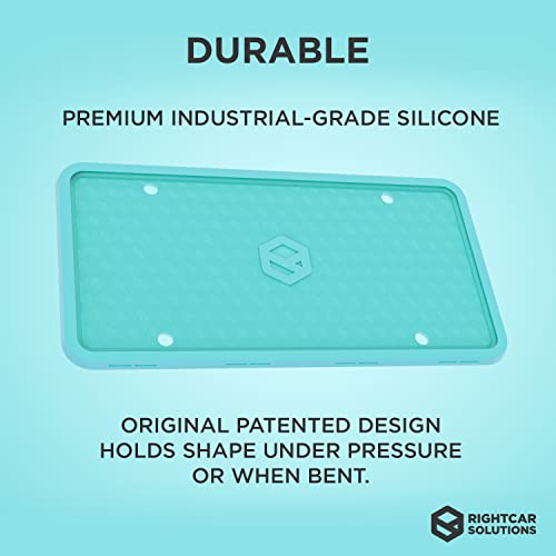 Rightcar Solutions Silicone License Plate Frame | The Original Premium Grade Silicone Car Plate Frame | Rust Proof, Rattle Proof, Weather Proof License Plate Holder (Aqua Blue) - Image 3