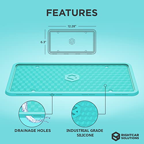 Rightcar Solutions Silicone License Plate Frame | The Original Premium Grade Silicone Car Plate Frame | Rust Proof, Rattle Proof, Weather Proof License Plate Holder (Aqua Blue) - Image 5
