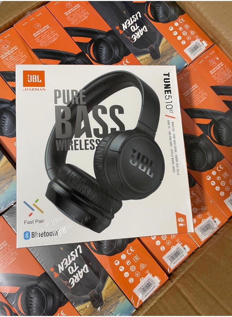 JBL Commercial JBL Tune 510BT Wireless On-Ear Headphones | Pure Bass Sound | Bluetooth Headset | Up to 40 Hours Battery Life | Built-in Microphone | Black - Image 3