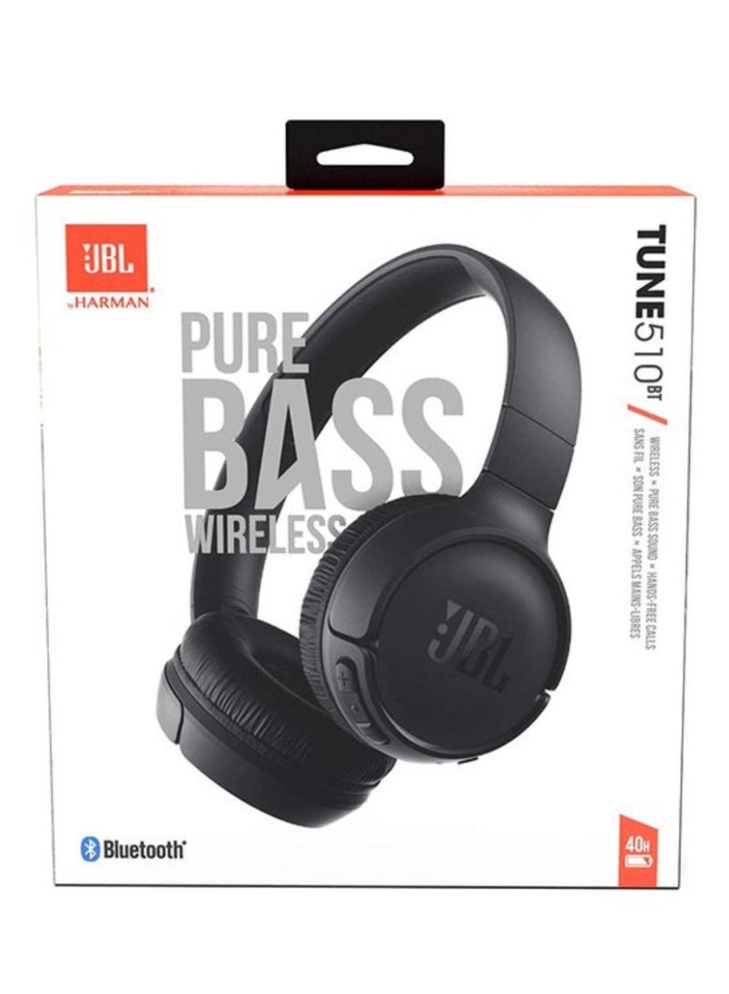 JBL Commercial JBL Tune 510BT Wireless On-Ear Headphones | Pure Bass Sound | Bluetooth Headset | Up to 40 Hours Battery Life | Built-in Microphone | Black - Image 2