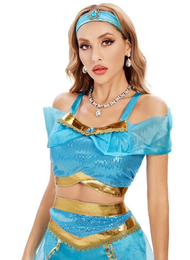 Funna Costume for Women Princess Dress Up Outfit Party Supplies Blue, X-Small/2 - Image 4