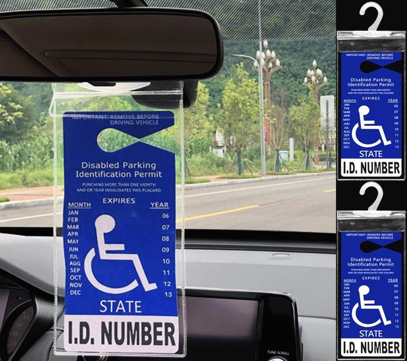 lofrcin 2 PCS Handicap Placard Holder for Auto Ultra Transparent Handicapped Placard Holder Handicap Parking Sign Holder With Large Hanger - Image 3