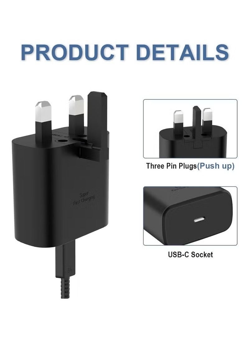 MUNTAQI 45W USB-C Super Fast Charging Power Delivery (PD) Charger – Type-C Wall Adapter Compatible with S24, S23, S22, S21, S20 Ultra, S24+, S23+, S22+, S21+, A53, A15, A55, A54 – Compact Fast Charging Power Adapter for USB-C Devices – Black - Image 2