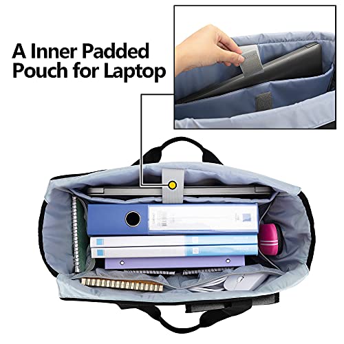 Trunab Teacher Tote Bag Work Bag with Multiple Pocket and Padded Compartment for up to 15.6”Laptop, Zip Top Utility Carrying Bag for Working Women, Travel, Office, Business, Grey - Image 3