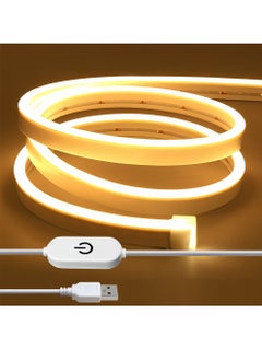 3M - Touch Control LED Neon Lights Strip, 5V 3000K USB Powered Dimmable Rope Lights, Waterproof Flexible Neon LED Strip Light for Indoor Outdoor DIY Decor (Warm White)