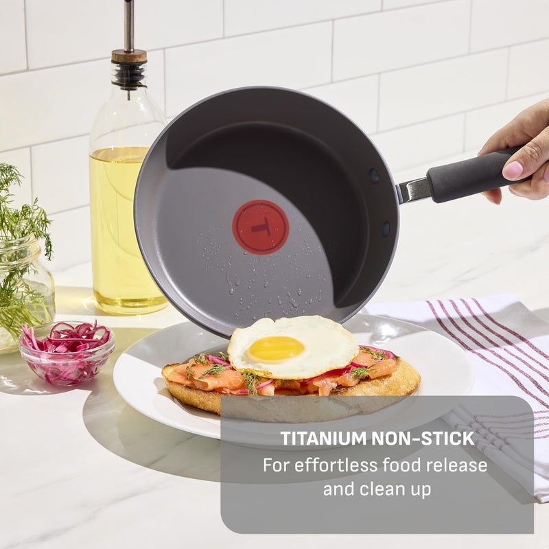 T-Fal Ultimate Hard Anodized Nonstick 10 Piece Cookware Set, Oven Safe Up to 400Â°F, Dishwasher Safe, Pots and Pans Set, Includes Frying Pans, Saucepan, Stockpot, Cooking Utensils, Grey - Image 4