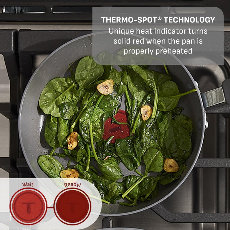 T-Fal Ultimate Hard Anodized Nonstick 10 Piece Cookware Set, Oven Safe Up to 400Â°F, Dishwasher Safe, Pots and Pans Set, Includes Frying Pans, Saucepan, Stockpot, Cooking Utensils, Grey - Image 5