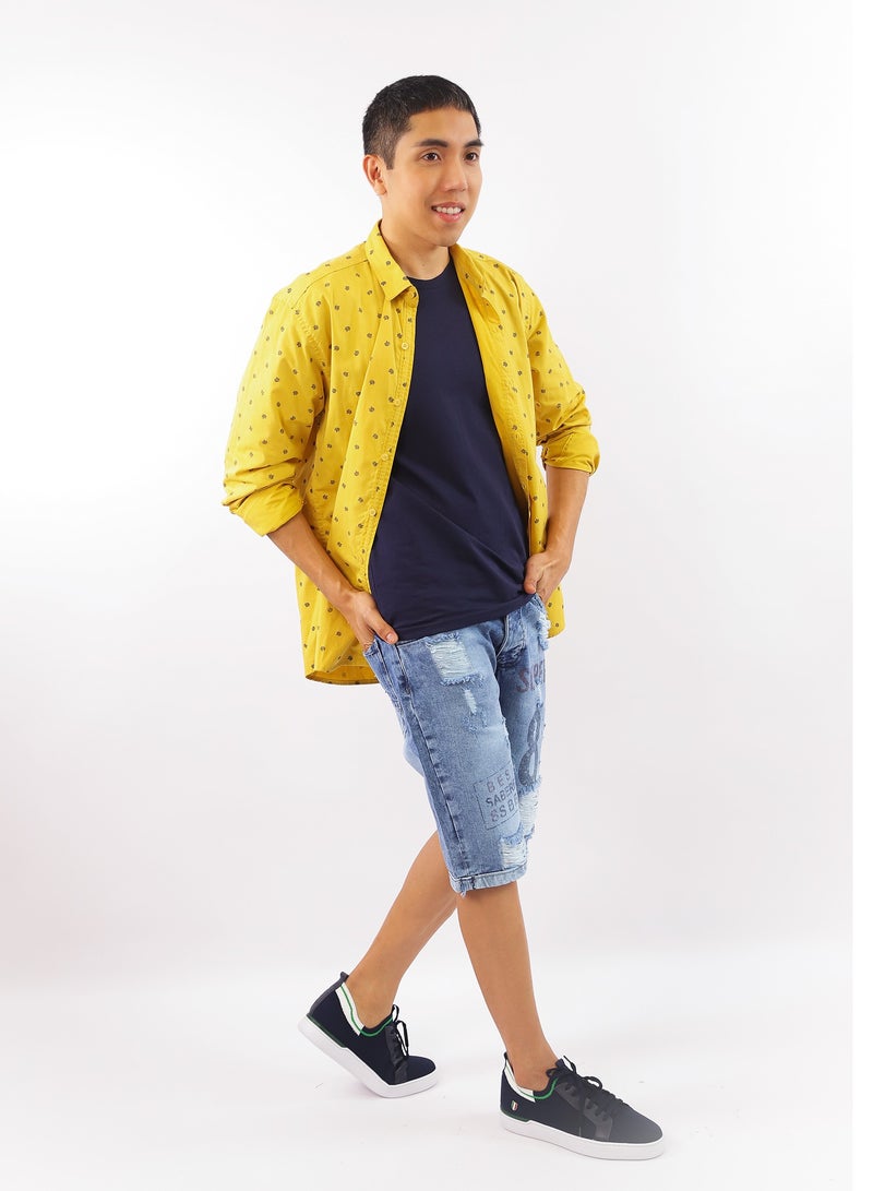 Levantino Leaf Printed Slim Fit Casual Shirt - Image 1