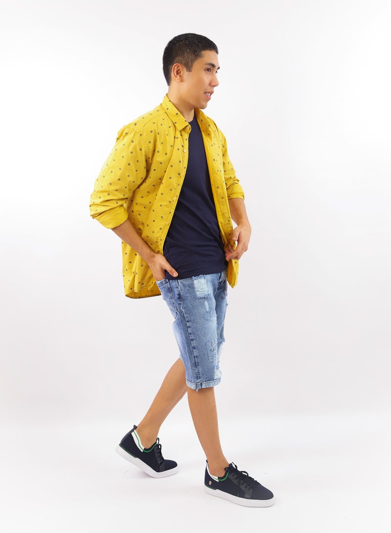 Levantino Leaf Printed Slim Fit Casual Shirt - Image 3