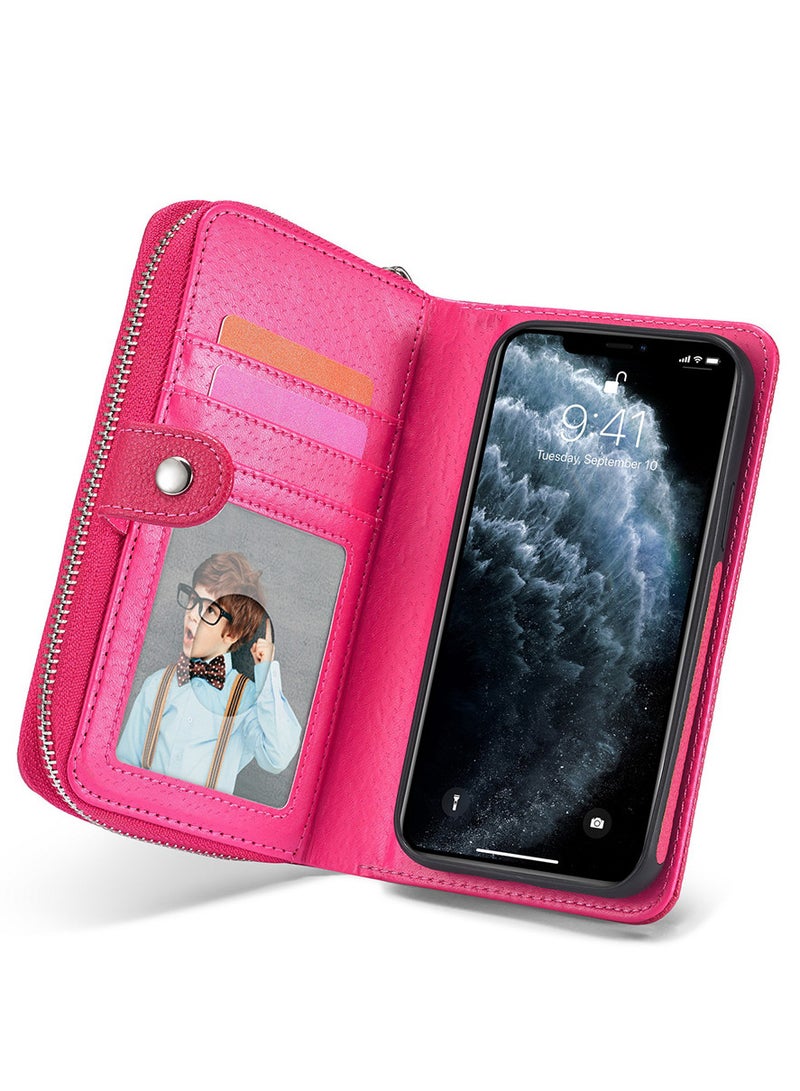 CATANES (for iPhone 12 Mini) Wallet Case Leather Cover with ID Credit Holder Folio Flip Wallet case / Pink - Image 1