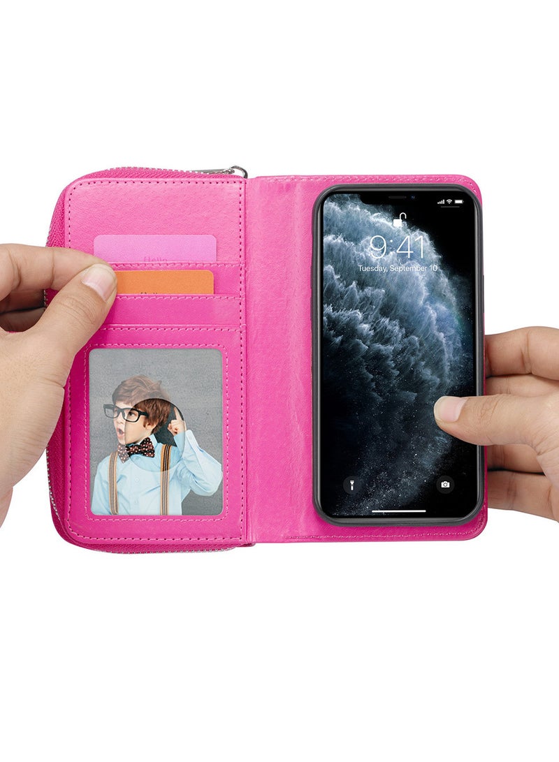 CATANES (for iPhone 12 Mini) Wallet Case Leather Cover with ID Credit Holder Folio Flip Wallet case / Pink - Image 3