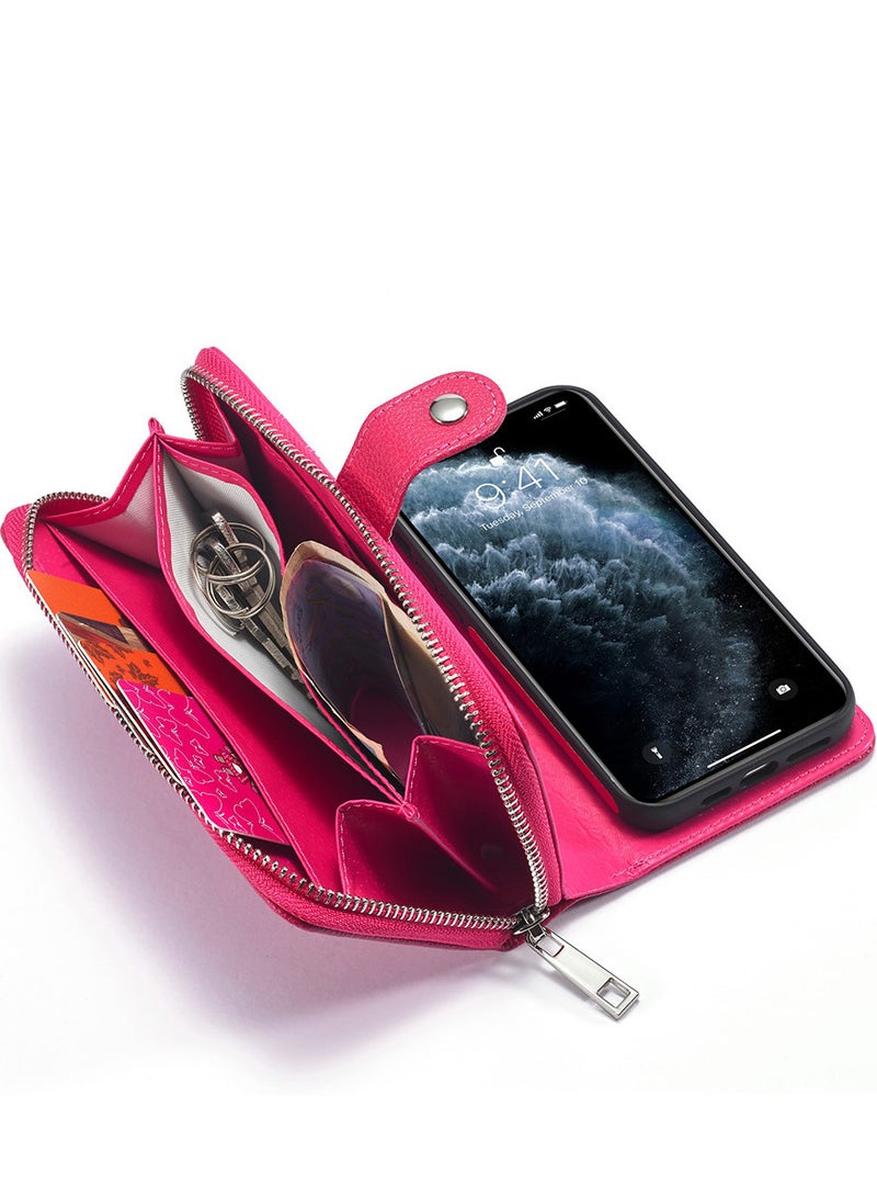 CATANES (for iPhone 12 Mini) Wallet Case Leather Cover with ID Credit Holder Folio Flip Wallet case / Pink - Image 5