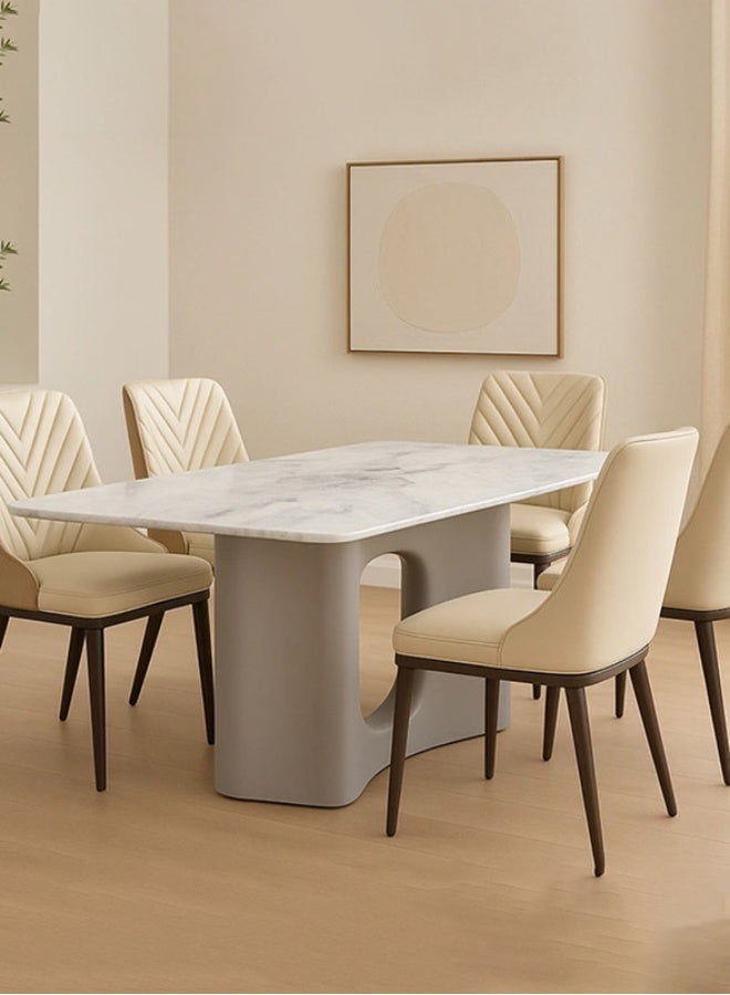 YI ONE Dining Table JC520-1.6M – Rectangular Marble Top with Modern Steel Legs, 4–6 Seater Luxury Dining Table, 1600×850×760 mm - Image 1