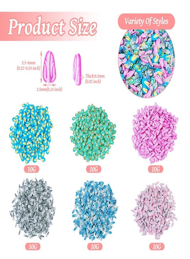 KISSITTY 60G Feather Polymer Clay Slices Feather Fake Sprinkles Nail Art Decoration Slice for DIY Nail Art Resin Jewelry Crafts - Image 5