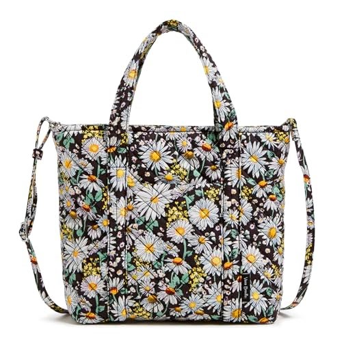 Vera Bradley Cotton Mini Vera Tote Bag, Daisies White, One Size - Image 1