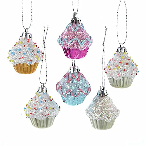 Kurt Adler 2 Cupcake Ornament Set of 6