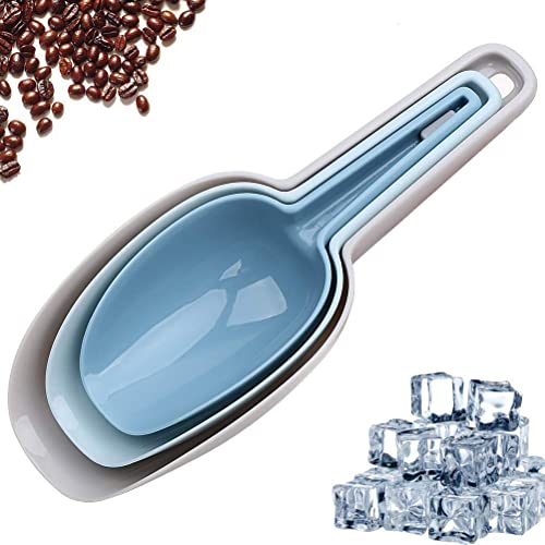 SILENCIO Ice Scoop Set of 3, Multi-Purpose Plastic Kitchen Scoops Bar Scooper for Canisters, Flour, Powders, Dry Foods, Candy, Pop Corn, Coffee Beans and Pet Food - Image 1
