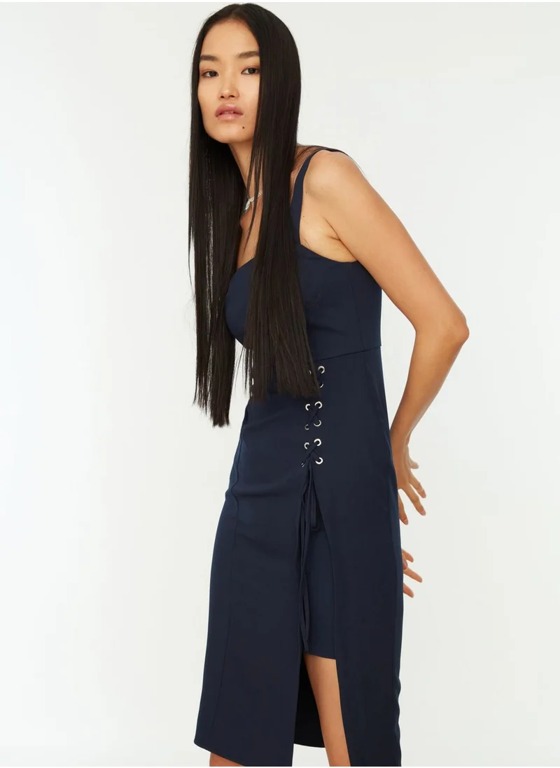 trendyol Eyelet Detail Side Slit Dress