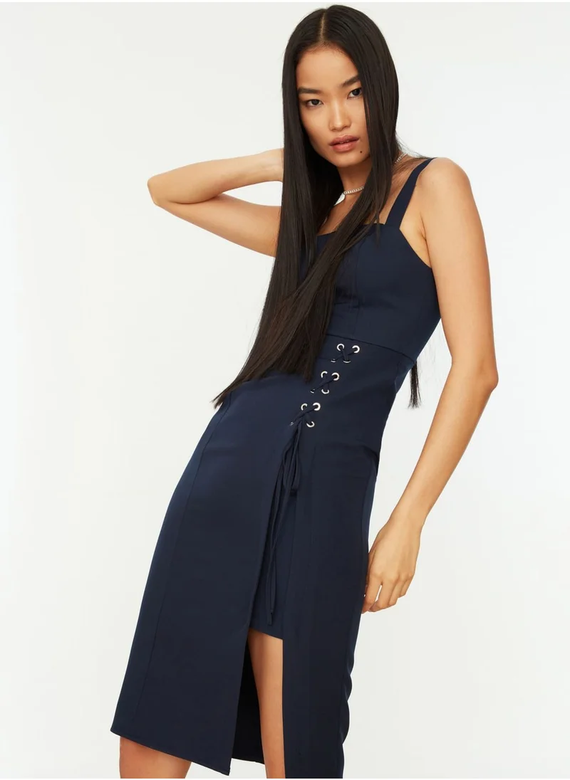 trendyol Eyelet Detail Side Slit Dress