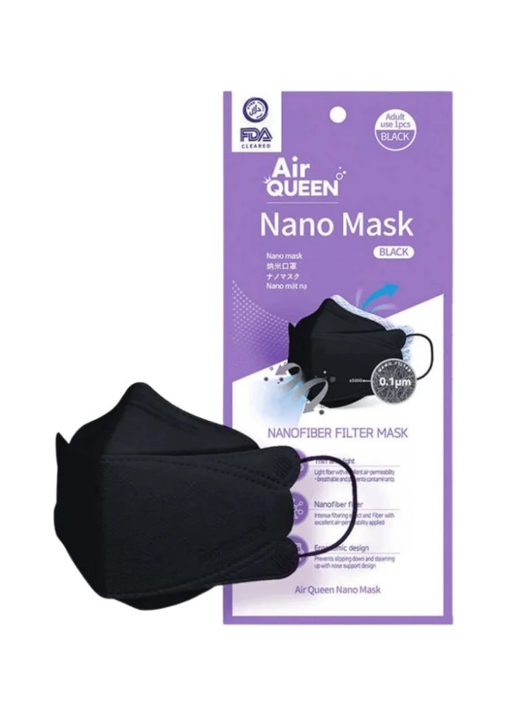 Air Queen Black Nano Fiber Face Mask, Air Queen Face Masks 99% Protection, Reusable, 1 Piece - Image 1