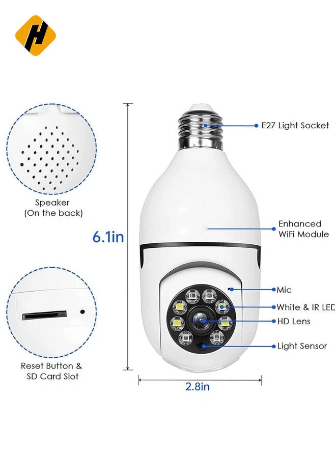 HuHa WiFi Light Bulb Camera 360 Degree Wireless Outdoor Security Camera Home Surveillance Cam with 1080P Color Night Vision Human Motion Detection(4-PCS)  - Image 2