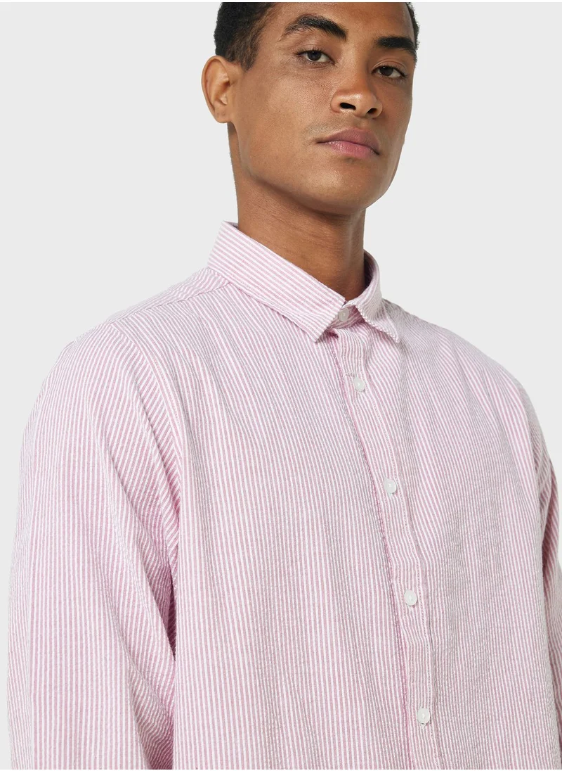 Robert Wood Long Sleeve Seersucker Stripe Shirt