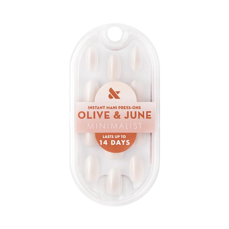 Olive & June Minimalist Instant Mani Press On Nails (Glue) | 42 Fake Nails, 21 Sizes | Non-Toxic, Long-Lasting Barely-There Look | Salon-Quality at Home | Medium, Oval | Pure White Syrup Gradient - Image 2