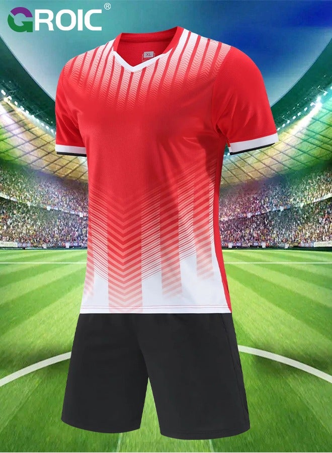 GROIC Football Jersey Soccer Jerseys for Men/Women/Youth, Mesh Athletic Football Shirts, Personalize Soccer Fan Jerseys Short and Socks Set, Football Suits,Football Jersey Set, 175-180 CM  - Image 3