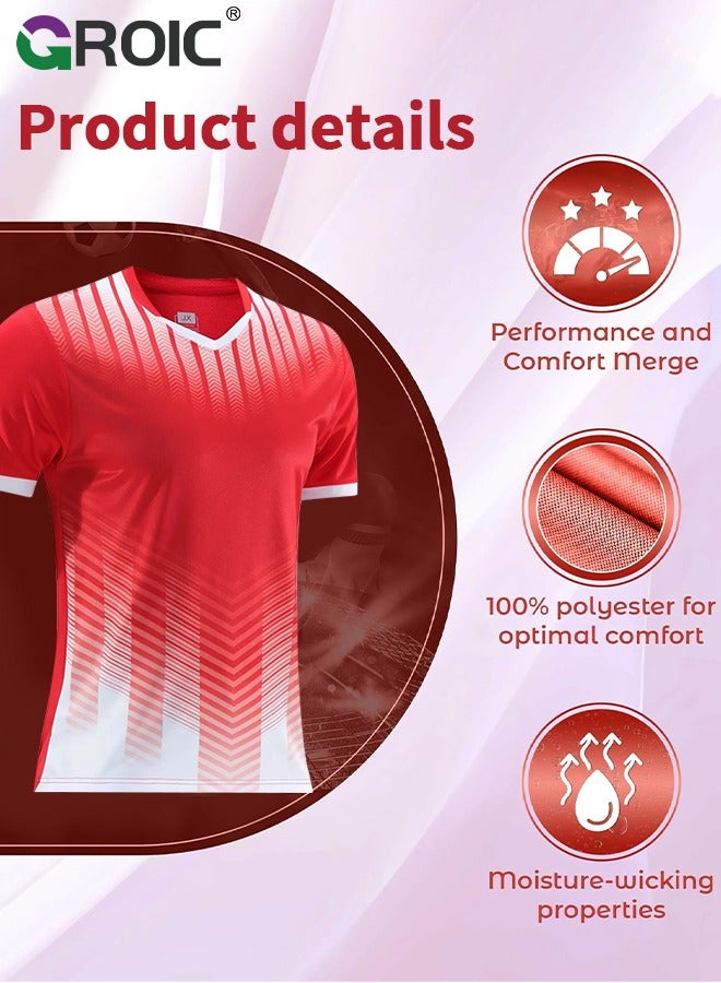 GROIC Football Jersey Soccer Jerseys for Men/Women/Youth, Mesh Athletic Football Shirts, Personalize Soccer Fan Jerseys Short and Socks Set, Football Suits,Football Jersey Set, 175-180 CM  - Image 2