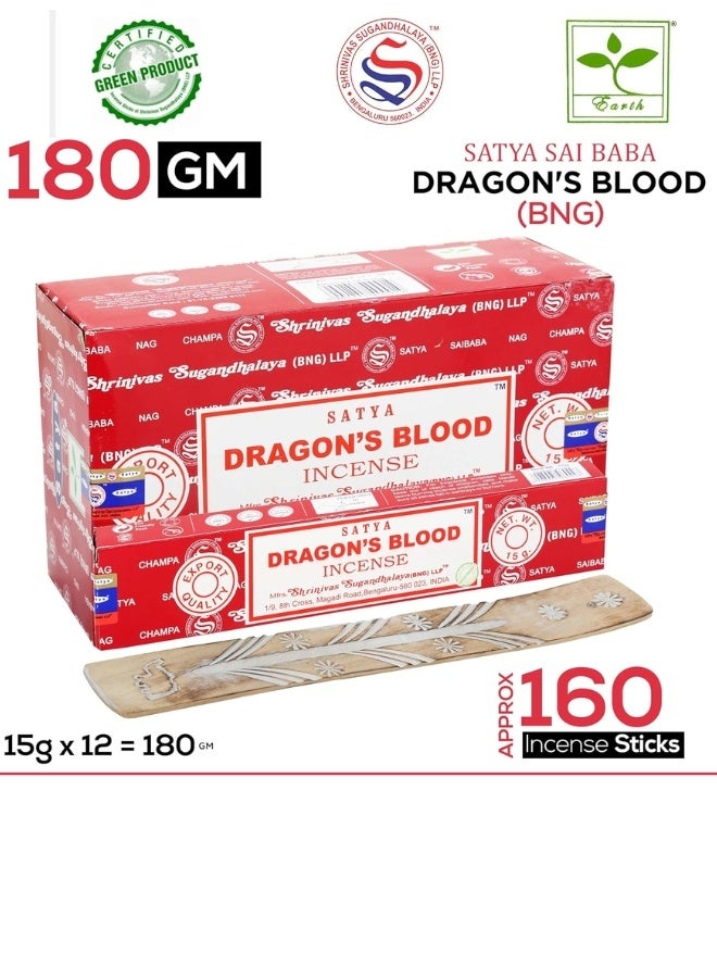 Satya Dragon's Blood Incense Sticks 180g, Green Certified Incense Sticks, Pack of 12 - Image 3