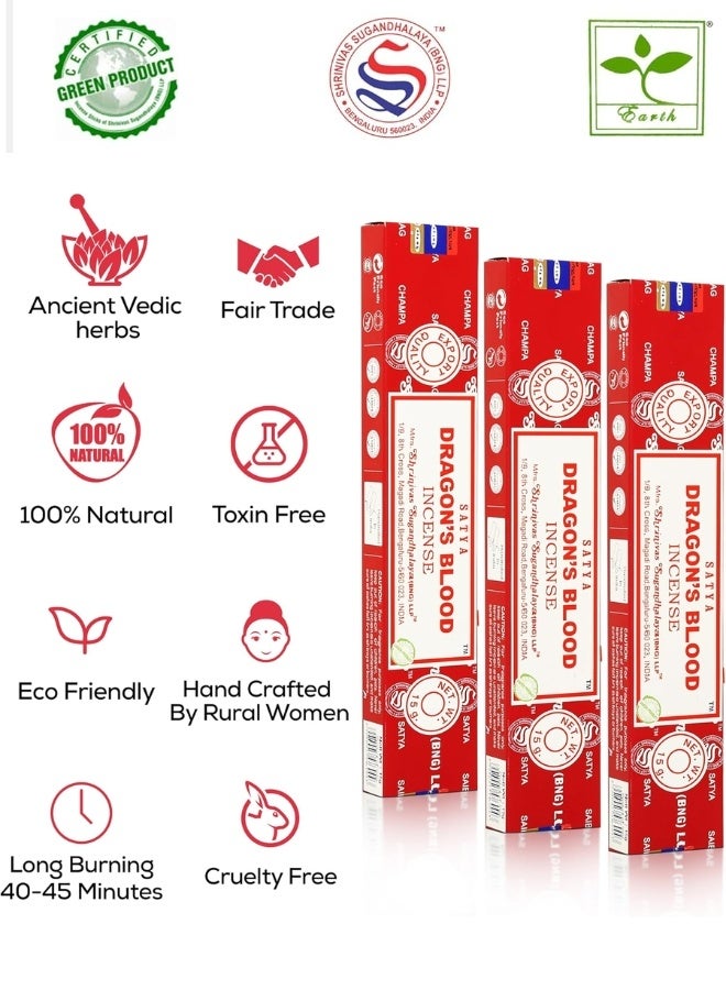 Satya Dragon's Blood Incense Sticks 180g, Green Certified Incense Sticks, Pack of 12 - Image 4