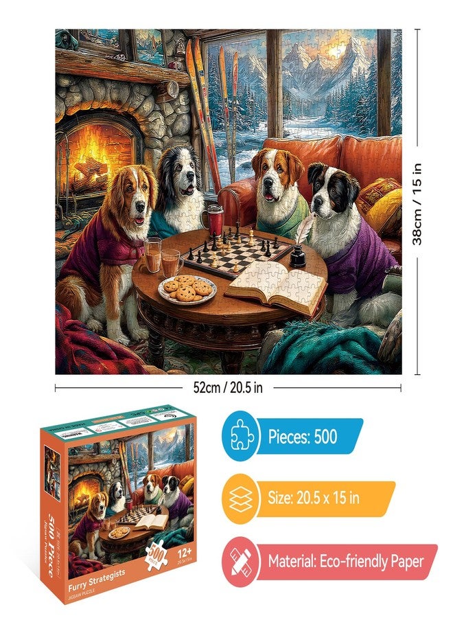 EIYRURU 500 Pieces Puzzle for Adults - Funny Four Dogs Playing Chess Jigsaw Puzzle, Challenging, Relaxing & Perfect for Family Game Nights, 20.5 x 15 in - Image 2